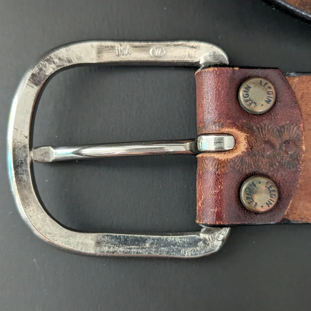 Vintage Leegin USA Full Grain Leather Western Tooled Floral Braided Belt Sz 30